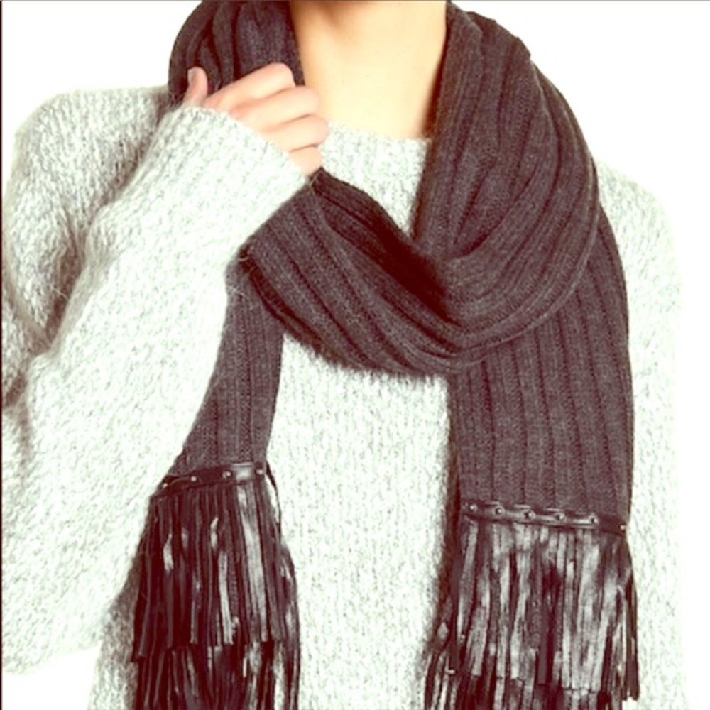 Brand new Michael Kors leather fringed scarf!